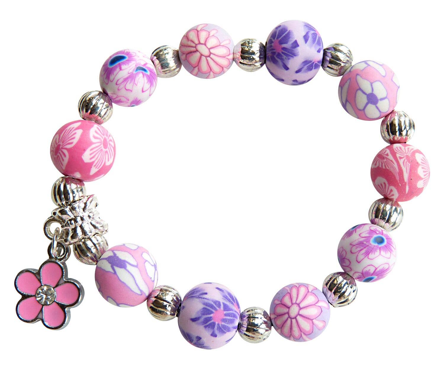 Pink Flower Bead Charm