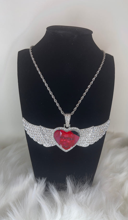 Angel Wing Statement Necklace (Heart)